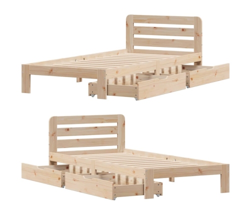 Estructura de cama sin colchón madera maciza pino 75x190 cm