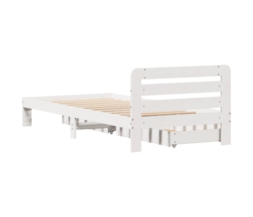 Estructura de cama sin colchón madera maciza blanca 75x190 cm