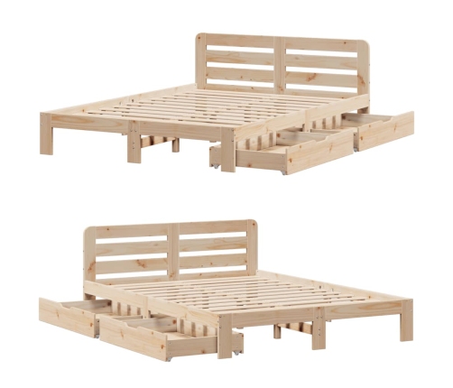 Estructura de cama sin colchón madera maciza de pino 120x190 cm