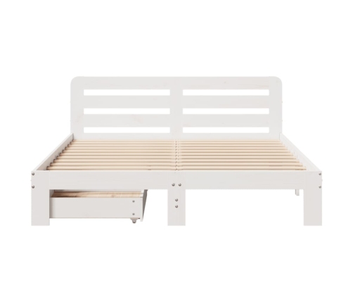 Estructura de cama sin colchón madera maciza blanca 120x190 cm