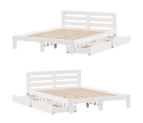 Estructura de cama sin colchón madera maciza blanca 120x190 cm