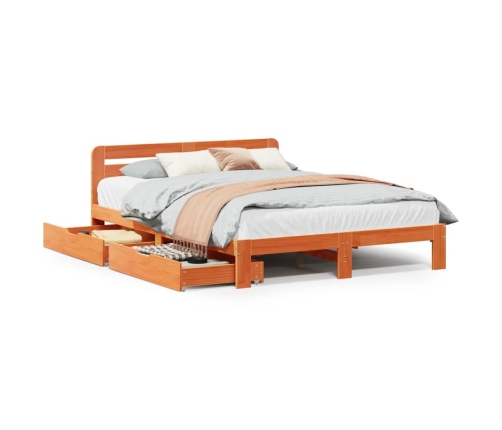 Estructura de cama sin colchón madera maciza marrón 120x190 cm