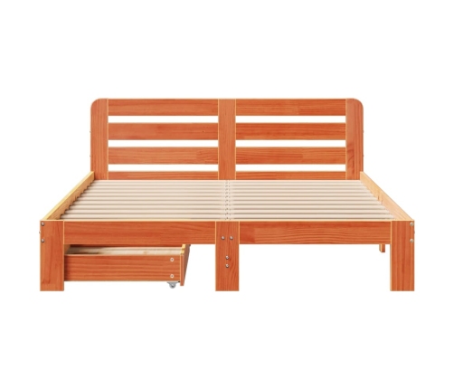 Estructura de cama sin colchón madera maciza marrón 135x190 cm