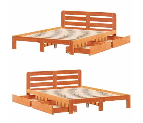 Estructura de cama sin colchón madera maciza marrón 135x190 cm