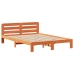 Cama sin colchón madera maciza de pino marrón cera 140x190 cm