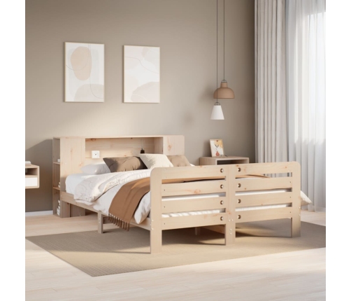 Estructura de cama sin colchón madera de pino maciza 120x200 cm