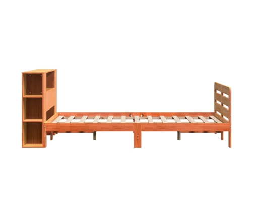 Cama sin colchón madera maciza de pino marrón cera 120x200 cm