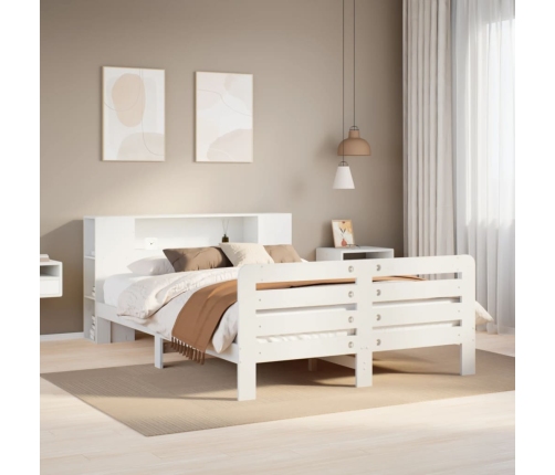 Estructura de cama sin colchón madera de pino blanca 140x200 cm