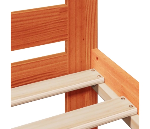 Cama sin colchón madera maciza de pino marrón cera 140x200 cm