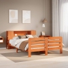 Cama sin colchón madera maciza de pino marrón cera 140x200 cm