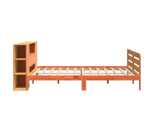 Cama sin colchón madera maciza de pino marrón cera 180x200 cm