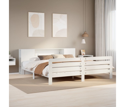 Estructura de cama sin colchón madera maciza blanca 200x200 cm