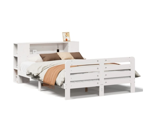 Estructura de cama sin colchón madera de pino blanca 140x190 cm