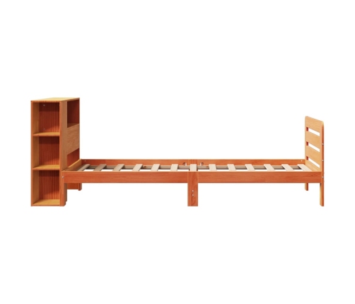 Cama sin colchón madera maciza de pino marrón cera 100x200 cm