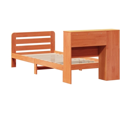 Cama sin colchón madera maciza de pino marrón cera 100x200 cm