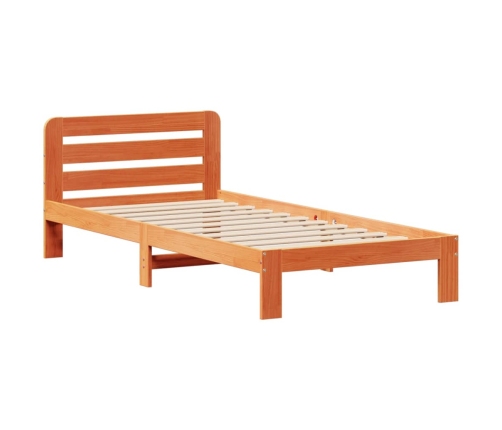 Cama sin colchón madera maciza de pino marrón cera 100x200 cm