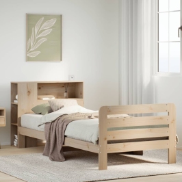 Estructura de cama sin colchón madera maciza pino 75x190 cm