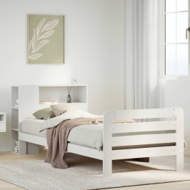 Estructura de cama sin colchón madera maciza blanca 90x190 cm