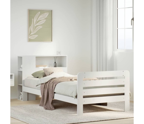 Estructura de cama sin colchón madera maciza blanca 90x190 cm