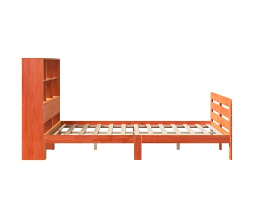 Cama sin colchón madera maciza de pino marrón cera 120x200 cm