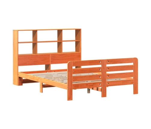 Cama sin colchón madera maciza de pino marrón cera 160x200 cm