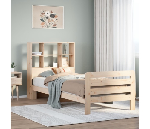 Estructura de cama sin colchón madera maciza pino 75x190 cm