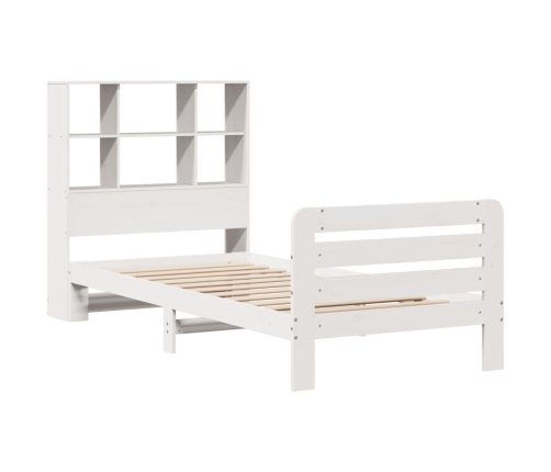 Estructura de cama sin colchón madera maciza blanca 75x190 cm