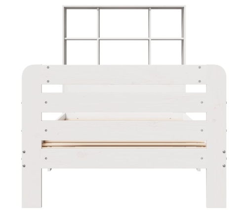 Estructura de cama sin colchón madera maciza blanca 75x190 cm