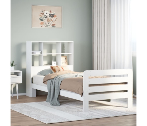 Estructura de cama sin colchón madera maciza blanca 75x190 cm