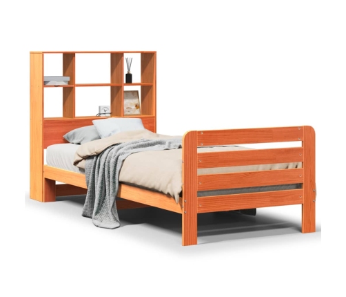 Estructura de cama sin colchón madera maciza marrón 75x190 cm