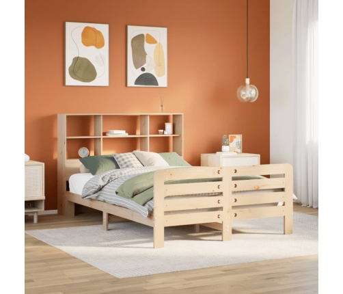 Estructura de cama sin colchón madera maciza de pino 135x190 cm