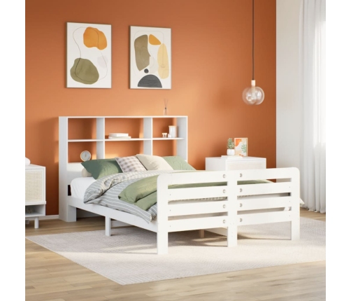 Estructura de cama sin colchón madera de pino blanca 140x190 cm