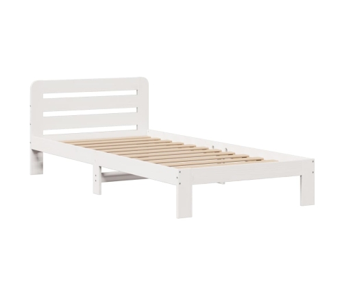 Cama con estantería sin colchón madera maciza blanco 90x200 cm