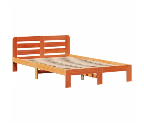 Cama con estantería sin colchón madera maciza marrón 120x200cm