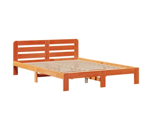 Cama con estantería sin colchón madera maciza marrón 140x200 cm