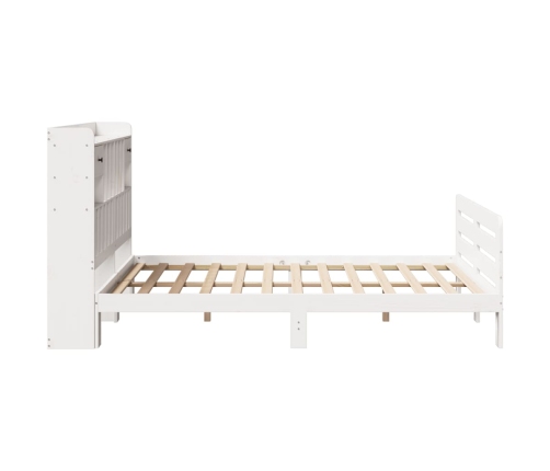 Cama con estantería sin colchón madera maciza blanca 150x200 cm