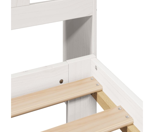Cama con estantería sin colchón madera maciza blanca 150x200 cm