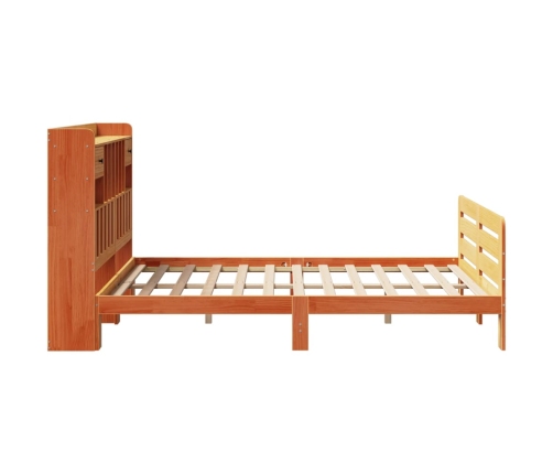 Cama con estantería sin colchón madera maciza marrón 150x200 cm