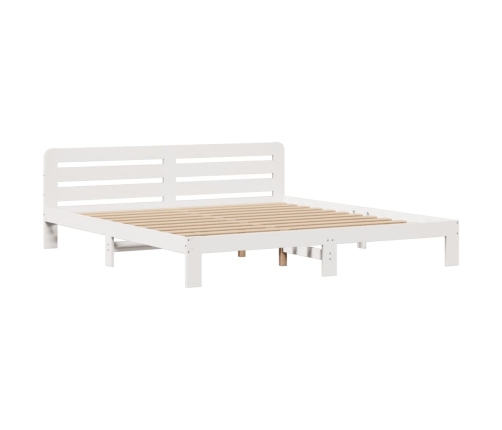 Cama con estantería sin colchón madera maciza blanca 180x200 cm