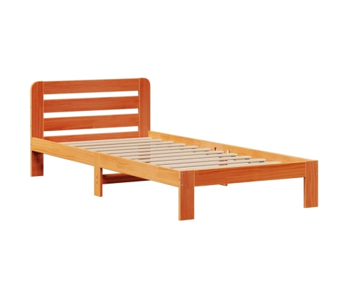 Cama con estantería sin colchón madera maciza marrón 75x190 cm