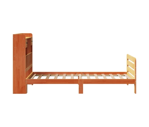 Cama con estantería sin colchón madera maciza marrón 75x190 cm