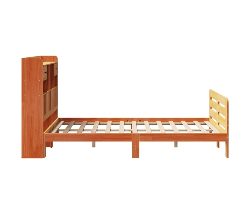 Cama con estantería sin colchón madera maciza marrón 120x190 cm