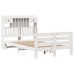 Cama con estantería sin colchón madera maciza blanca 135x190 cm