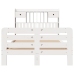 Cama con estantería sin colchón madera maciza blanca 135x190 cm