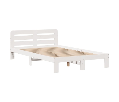 Cama con estantería sin colchón madera maciza blanca 135x190 cm