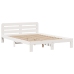 Cama con estantería sin colchón madera maciza blanca 140x190 cm