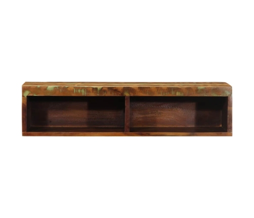 Mueble de TV de pared madera maciza reciclada 80x30x19 cm