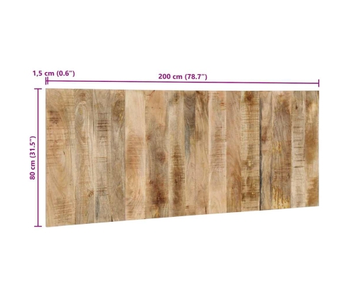 Cabecero de cama 200 cm madera maciza de mango rugoso