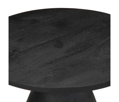 Mesa auxiliar madera maciza de mango negra Ø50x40 cm