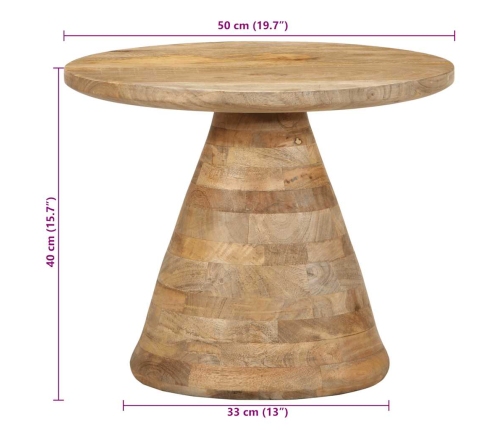 Mesa auxiliar madera maciza de mango Ø50x40 cm